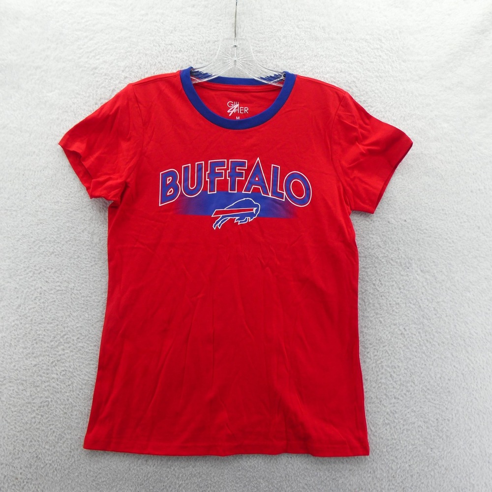 G-III Shirt Women Medium Buffalo Bills Red Ringer Vintage Deadstock NFL Football